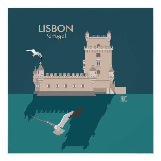 Lissabon Tower van Belem in het klassieke postermo Perfect Poster (Voorkant)