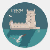 Lissabon Tower van Belem in het klassieke postermo Ronde Sticker (Voorkant)