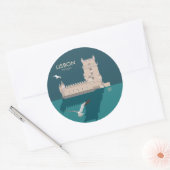 Lissabon Tower van Belem in het klassieke postermo Ronde Sticker (Envelop)