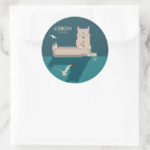 Lissabon Tower van Belem in het klassieke postermo Ronde Sticker (Tas)