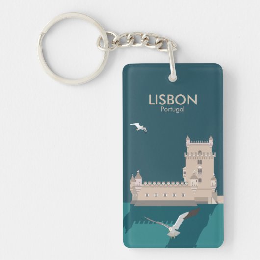 Lissabon Tower van Belem in het klassieke postermo Sleutelhanger (Voorkant)