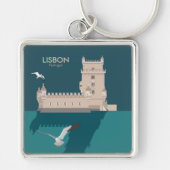 Lissabon Tower van Belem in het klassieke postermo Sleutelhanger (Voorkant)