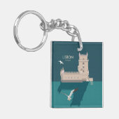 Lissabon Tower van Belem in het klassieke postermo Sleutelhanger (Voorkant Links)