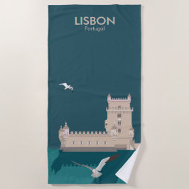 Lissabon Tower van Belem in het klassieke postermo Strandlaken