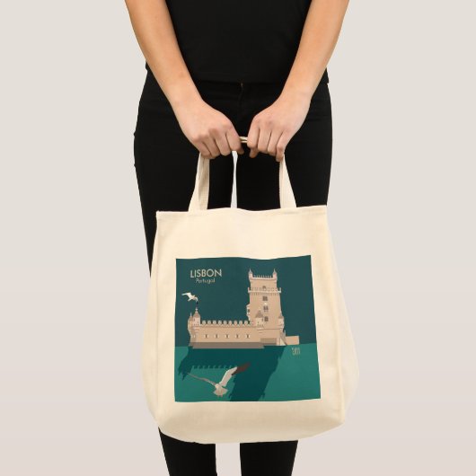 Lissabon Tower van Belem in het klassieke postermo Tote Bag (Voorkant (product))