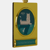 Lissabon Tower van Belem in het klassieke postermo Verguld Banner Ornament (Rechts)