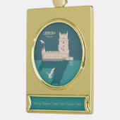 Lissabon Tower van Belem in het klassieke postermo Verguld Banner Ornament (Links)