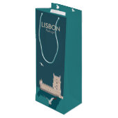 Lissabon Tower van Belem in het klassieke postermo Wijn Cadeautas (Achterkant Gekanteld)