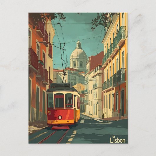 Lissabon Tram:  Charm Briefkaart (Voorkant)