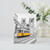 Lissabon Tram  Portugal cadeau Feestdagenkaart (Staand voorkant)