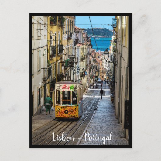 Lissabon Tram. Stad Lissabon, Briefkaart Portugal (Voorkant)