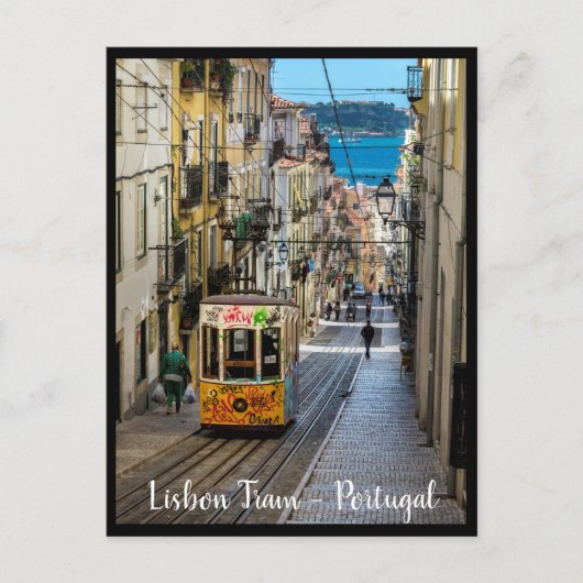 Lissabon Tram. Stad Lissabon, Briefkaart Portugal (Voorkant)