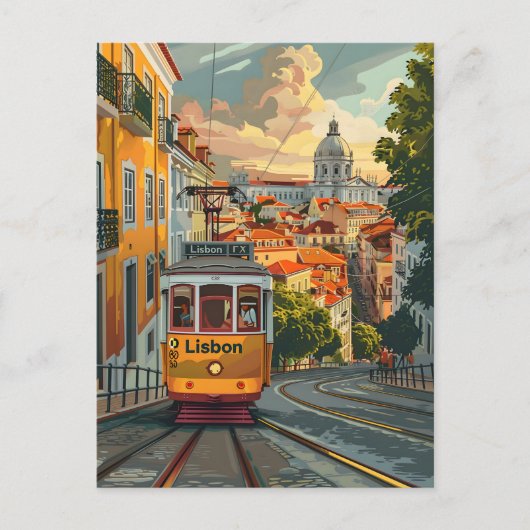 Lissabon Tramlijnen: Navigeren door de skyline van Briefkaart (Voorkant)
