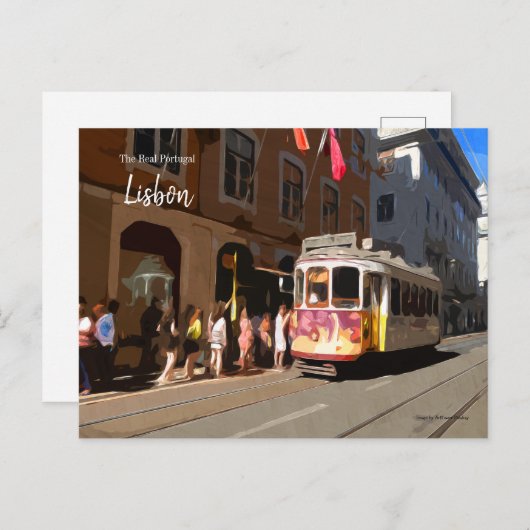 Lissabon-trams Briefkaart (Voorkant / Achterkant)