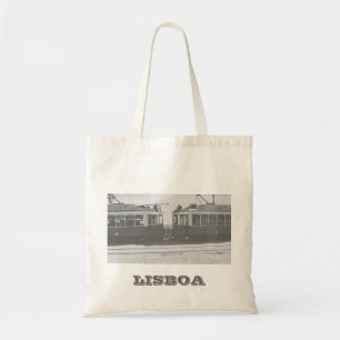 Lissabon-trams met schrijven tote bag