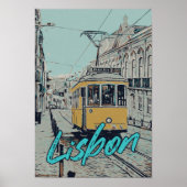 Lissabon tramwegillustratie Portugal Poster (Voorkant)