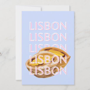 Lissabon Travel Art, Blauw, Portugal, Pastel Feestdagenkaart