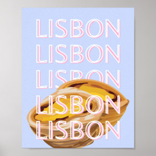 Lissabon Travel Art, Blauw, Portugal, Pastel Poster