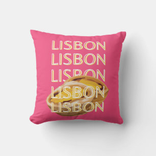 Lissabon Travel Art, Roze, Portugal Travel Art Kussen