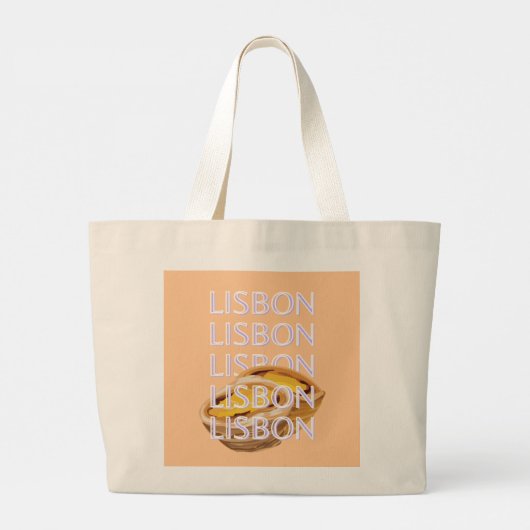 Lissabon Travel Art, Sinaasappel, Portugal Travel  Grote Tote Bag (Achterkant)