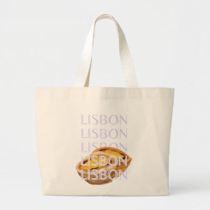 Lissabon Travel Art, Sinaasappel, Portugal Travel  Grote Tote Bag