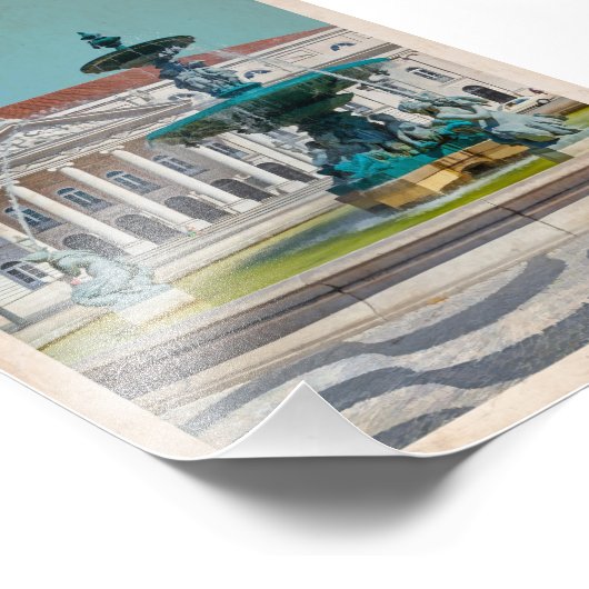 Lissabon Travel Poster D. Maria II Theater, Portug (Hoek)