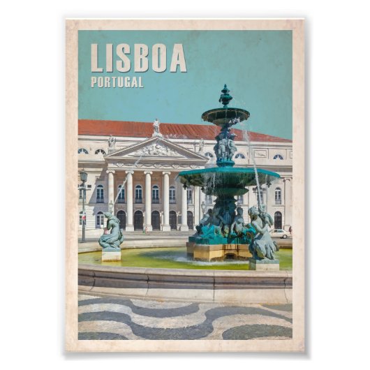 Lissabon Travel Poster D. Maria II Theater, Portug (Voorkant)