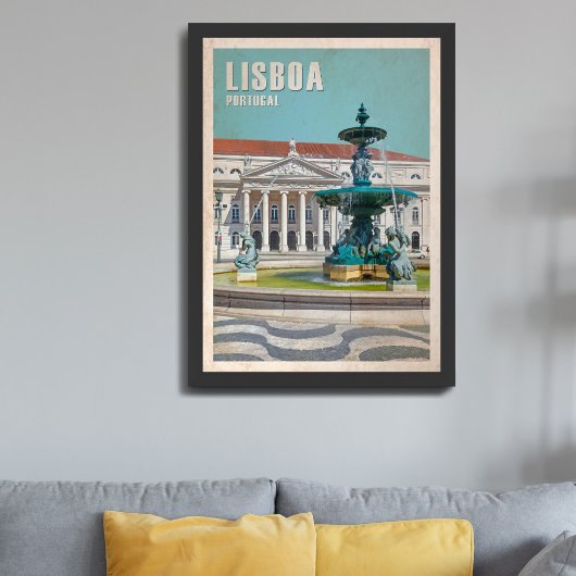 Lissabon Travel Poster D. Maria II Theater, Portug