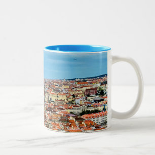 Lissabon-Uitzicht - KoffieMok, reiscadeau Tweekleurige Koffiemok
