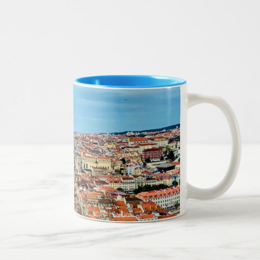 Lissabon-Uitzicht - KoffieMok, reiscadeau Tweekleurige Koffiemok (Rechts)