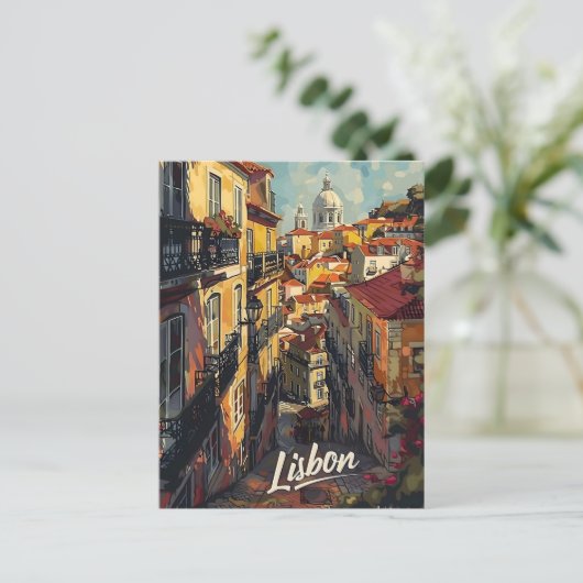 Lissabon-Vintage Briefkaart (Staand voorkant)