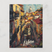 Lissabon-Vintage Briefkaart (Voorkant)