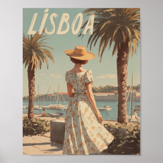Lissabon vintage jaren 50 poster (Voorkant)
