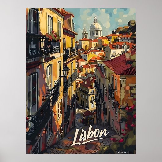 Lissabon-Vintage Poster (Voorkant)