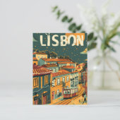 Lissabon Vintage reizen en kunst Briefkaart (Staand voorkant)
