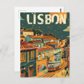 Lissabon Vintage reizen en kunst Briefkaart (Voorkant / Achterkant)