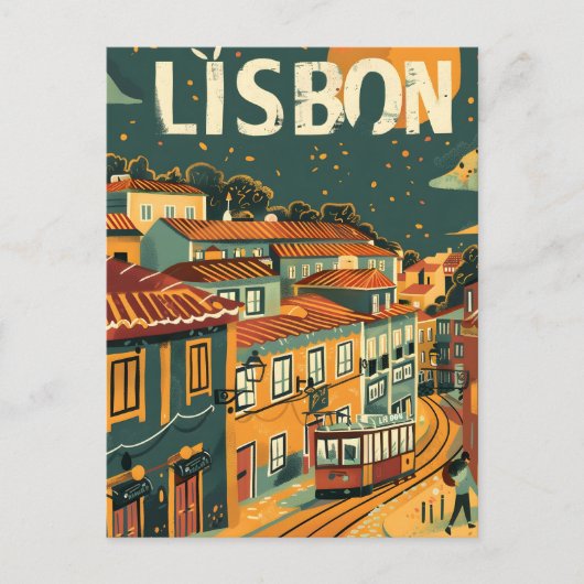 Lissabon Vintage reizen en kunst Briefkaart (Voorkant)