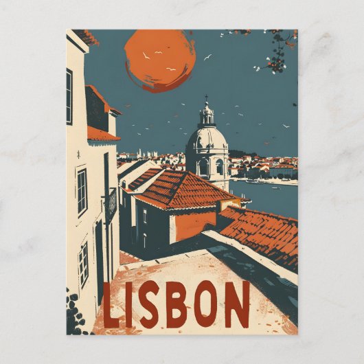 Lissabon Vintage reizen en kunst Briefkaart (Voorkant)