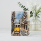 Lissabon waterverf art briefkaart (Staand voorkant)