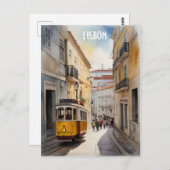 Lissabon waterverf art briefkaart (Voorkant / Achterkant)