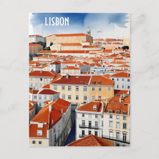 Lissabon waterverf art briefkaart (Voorkant)