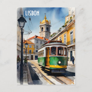 Lissabon waterverf art briefkaart