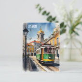 Lissabon waterverf art briefkaart (Staand voorkant)