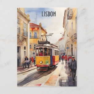Lissabon waterverf art briefkaart