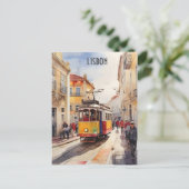 Lissabon waterverf art briefkaart (Staand voorkant)