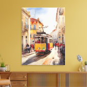 Lissabon waterverf art canvas afdruk (Insitu (Woonkamer))