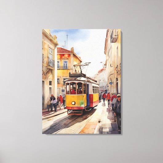 Lissabon waterverf art canvas afdruk (Voorkant)