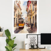 Lissabon waterverf art poster (Thuiskantoor)