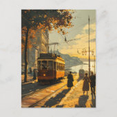 Lissabon Zonsondergang Tram:  Charm Briefkaart (Voorkant)
