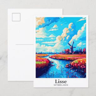 Lisse Nederland Art Vintage Travel Illustratie Briefkaart